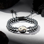 FREE Today: Support and Powerful Yin Yang Hematite Frosted Stone Lava Rock Bracelet