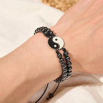 FREE Today: Support and Powerful Yin Yang Hematite Frosted Stone Lava Rock Bracelet