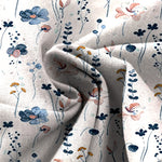 Buddha Stones Cotton Linen Floral Pattern Women's Elastic Waist Wide Leg Pants With Pockets