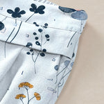 Buddha Stones Cotton Linen Floral Pattern Women's Elastic Waist Wide Leg Pants With Pockets