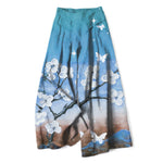 Buddha Stones Cotton Linen Gradient Floral Pattern Women's Elastic Waist Wide Leg Pants With Pockets