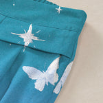 Buddha Stones Cotton Linen Gradient Floral Pattern Women's Elastic Waist Wide Leg Pants With Pockets