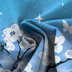 Buddha Stones Cotton Linen Gradient Floral Pattern Women's Elastic Waist Wide Leg Pants With Pockets
