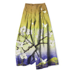 Buddha Stones Cotton Linen Gradient Floral Pattern Women's Elastic Waist Wide Leg Pants With Pockets
