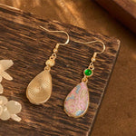 Buddha Stones Handcrafted Silk Art Colorful Patterns Harmony Teardrop Earrings