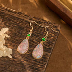 Buddha Stones Handcrafted Silk Art Colorful Patterns Harmony Teardrop Earrings