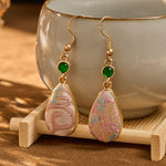 Buddha Stones Handcrafted Silk Art Colorful Patterns Harmony Teardrop Earrings