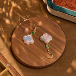Buddha Stones Handcrafted Silk Art Floral Shaped Colorful Patterns Teardrop Earrings