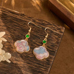 Buddha Stones Handcrafted Silk Art Floral Shaped Colorful Patterns Teardrop Earrings