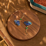 Buddha Stones Song Brocade Blue Shell-Shaped Prosperity Green Bead Teardrop Earrings