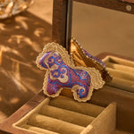 FREE Today: Prosperity and Energy Song Brocade Handcrafted Purple Horse Brooch