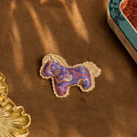 FREE Today: Prosperity and Energy Song Brocade Handcrafted Purple Horse Brooch