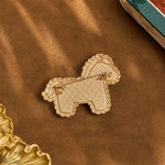 Buddha Stones Song Brocade Handcrafted Purple Horse Prosperity Brooch