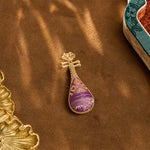 Buddha Stones Song Brocade Handcrafted Guqin-shaped Floral Harmony New Chinese Brooch