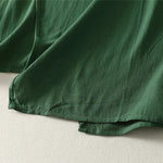Buddha Stones Summer Solid Green Mandarin Collar Side Slit Women's Sleeveless Dress