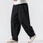 Buddha Stones Summer Casual Minimalist Drawstring Elastic Waist Solid Long Pants Men's Harem Pants With Pockets