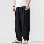 Buddha Stones Summer Casual Minimalist Drawstring Elastic Waist Solid Long Pants Men's Harem Pants With Pockets