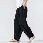 Buddha Stones Summer Casual Minimalist Drawstring Elastic Waist Solid Long Pants Men's Harem Pants With Pockets