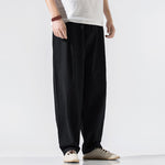 Buddha Stones Summer Casual Minimalist Drawstring Elastic Waist Solid Long Pants Men's Harem Pants With Pockets