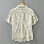 Buddha Stones Summer Casual Minimalist Button-Up Striped Men's Short Sleeve Shirts With Decorative Pocket