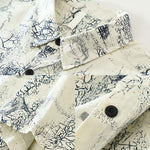 Buddha Stones Summer Casual Abstract Crack Pattern Button-Up Patch Pocket Men's Short Sleeve Shirts