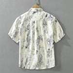 Buddha Stones Summer Casual Abstract Crack Pattern Button-Up Patch Pocket Men's Short Sleeve Shirts