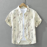 Buddha Stones Summer Casual Abstract Crack Pattern Button-Up Patch Pocket Men's Short Sleeve Shirts