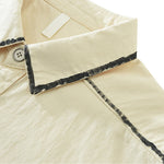 Buddha Stones Summer Casual Vintage Line Design Button-Up Solid Men's Short Sleeve Shirts