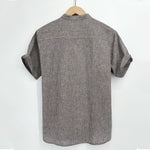 Buddha Stones Summer Half Button Fine Striped Men's Short Sleeve Shirts