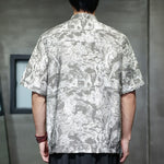 Buddha Stones Summer Tang Style Frog Button Trees Abstract Pattern Men's Short Sleeve Shirts