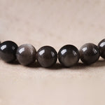 Buddha Stones Black Obsidian Grounding Hand-Woven New Chinese Round Bracelet