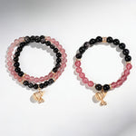 Buddha Stones Strawberry Quartz Gold-Wire Gourd Love Blessing Wrap Bracelet