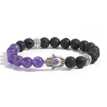FREE Today: Support and Protection Lava Rock Hamsa Palm Handcrafted Round Bracelet