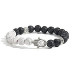 FREE Today: Support and Protection Lava Rock Hamsa Palm Handcrafted Round Bracelet