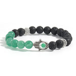 FREE Today: Support and Protection Lava Rock Hamsa Palm Handcrafted Round Bracelet