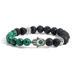FREE Today: Support and Protection Lava Rock Hamsa Palm Handcrafted Round Bracelet