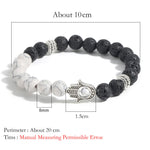 Buddha Stones Lava Rock Hamsa Palm Protection Handcrafted Round Bracelet