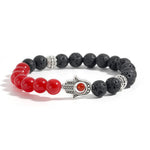 FREE Today: Support and Protection Lava Rock Hamsa Palm Handcrafted Round Bracelet