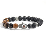 FREE Today: Support and Protection Lava Rock Hamsa Palm Handcrafted Round Bracelet
