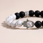 FREE Today: Support and Protection Lava Rock Hamsa Palm Handcrafted Round Bracelet