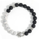 FREE Today: Support and Protection Lava Rock Hamsa Palm Handcrafted Round Bracelet