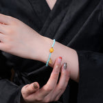 Buddha Stones Turquoise Fu Character Luck Handcrafted Beaded Bracelet