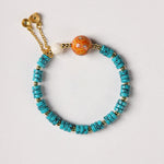 Buddha Stones Turquoise Communication Handcrafted New Chinese Disc Bead Bracelet