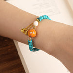 Buddha Stones Turquoise Communication Handcrafted New Chinese Disc Bead Bracelet
