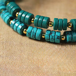 Buddha Stones Turquoise Communication Handcrafted New Chinese Disc Bead Bracelet