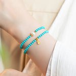 Buddha Stones Turquoise Pearl Gourd Pendant Double Wrap Protection Handmade Bracelet