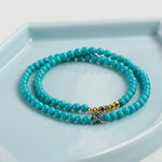 Buddha Stones Turquoise Communication Double Wrap Faceted Bead Handmade Bracelet
