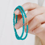 Buddha Stones Turquoise Communication Double Wrap Faceted Bead Handmade Bracelet