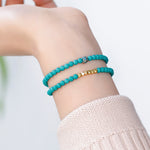 Buddha Stones Turquoise Communication Double Wrap Faceted Bead Handmade Bracelet