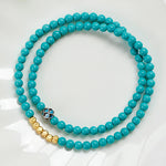 Buddha Stones Turquoise Communication Double Wrap Faceted Bead Handmade Bracelet